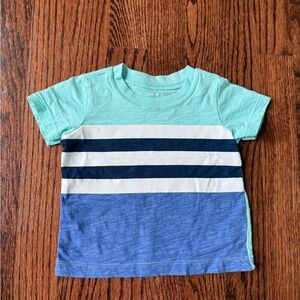 Carter's Striped Blue and Green Baby T-Shirt - Size 6 months